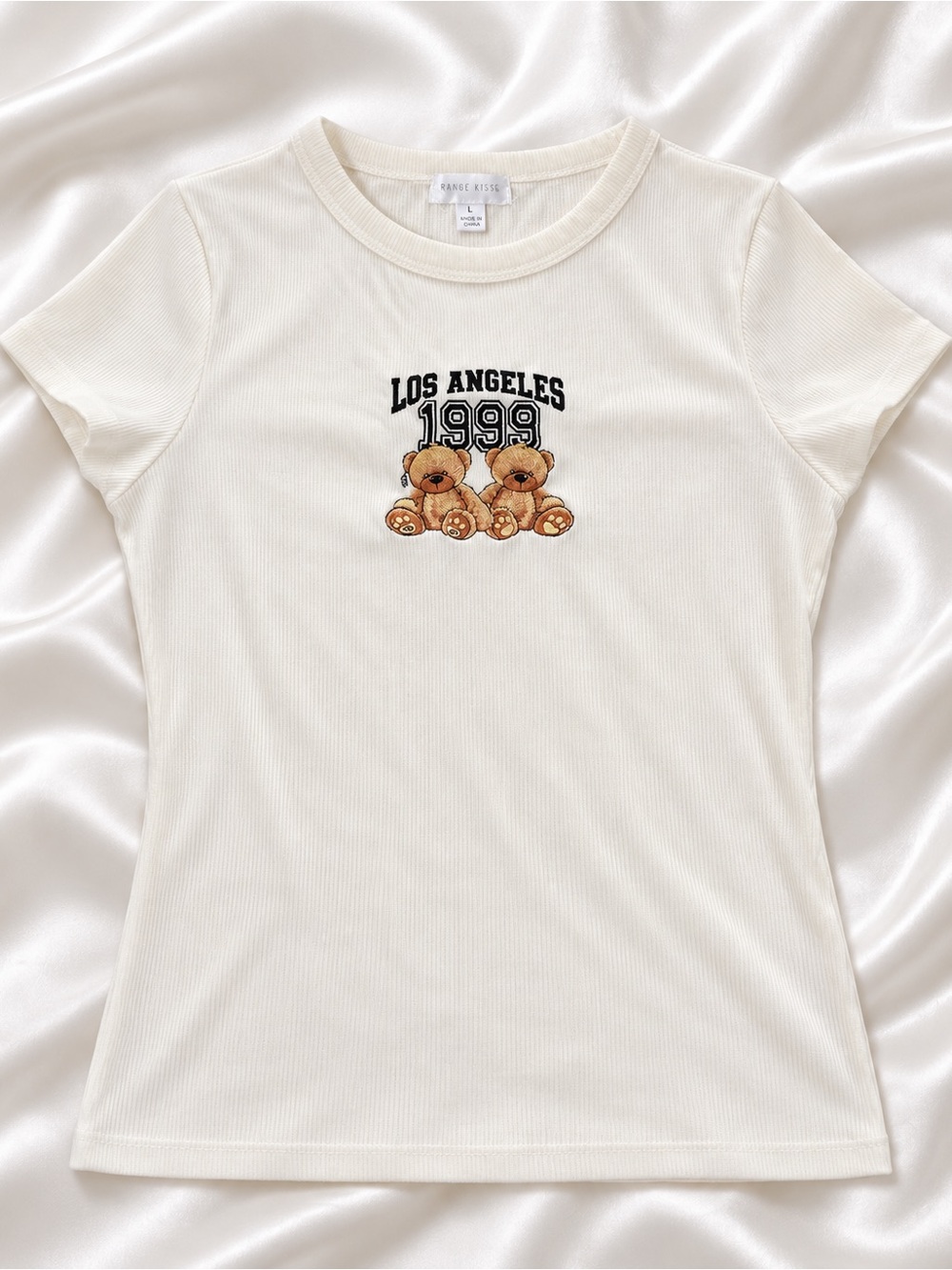 Range Kiss Women’s L Los Angeles 1999 Teddy Bear Ribbed Tee